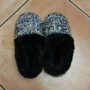 New Fuzzy Knit Sequins Slippers M 7-8